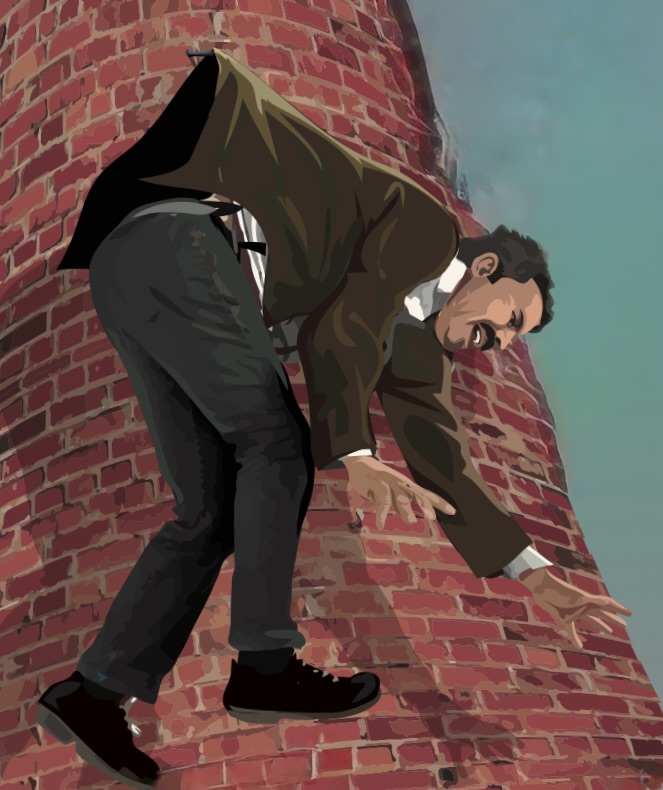 One workman was repairing the 70-foot-high chimney shaft in May 1902 when he slipped and fell. Fortunately, his coat caught on a large nail and he remained dangling until help arrived. 