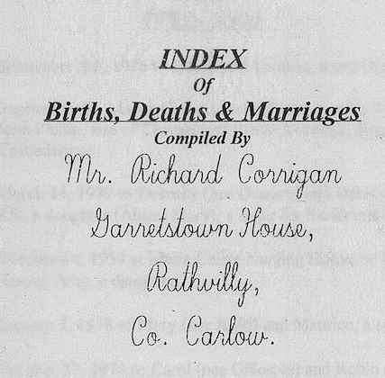 Richard Corrigan Papers – General Notes (County Carlow)
