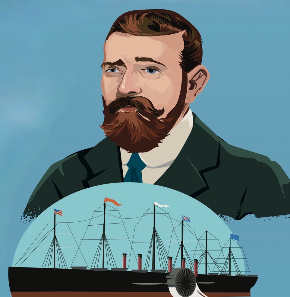 Captain Robert Halpin (1836–94).  Illustration: Derry Dillon.