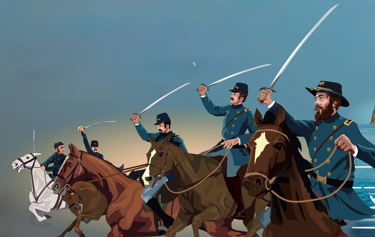 Minty's sabre charge in the US Civil War.  Illustration: Derry Dillon.