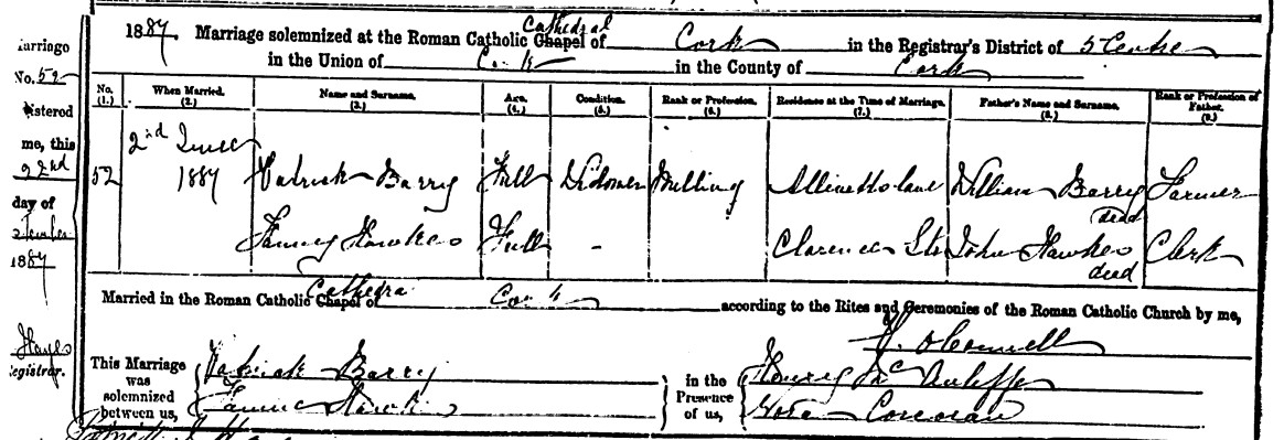 1887_Civil_Marriage_Record_of_Patrick_Barry+Fanny_Hawkes