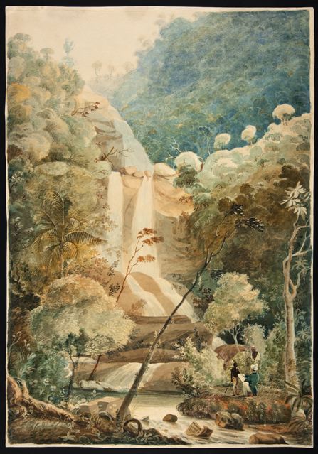Coleção Geyer - William Smyth, Cascata da Tijuca, 1832, 46 X 32 cm, aquarela.