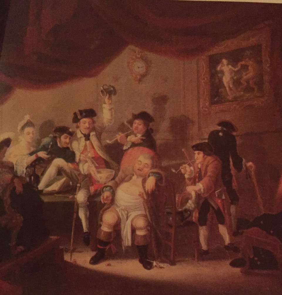 The Constable of the Night's Ramble by Herbert Pugh (fl.1758-1788), also known as Drinking Wine in a Dublin Brothel, before 1771. 